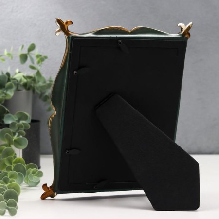 Photo frame Polystone 10x15 cm "Heraldic lily in the corners" Green with gold 19x15 cm-3
