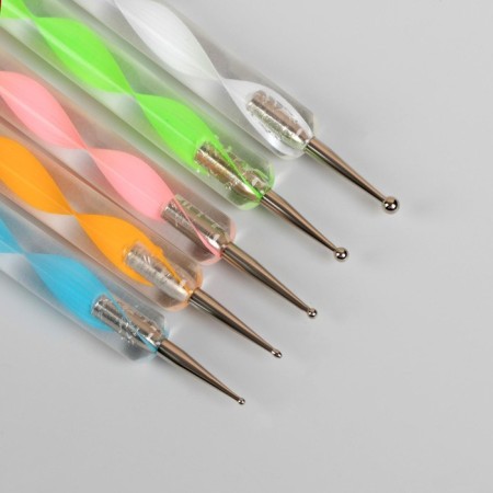 A set of dots for building and nail design, 5 pcs, 15 cm, D - 0.1/0.2/0.2/0.3/0.4 cm, multi -colored-2