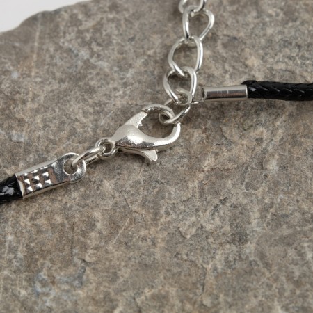Piece on the cord "Feather", color black silver on a black lace, 45 cm-2