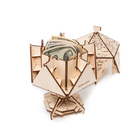 Designer Wooden 3D Ewa Globe Icosahedron with a secret (box, safe)-15