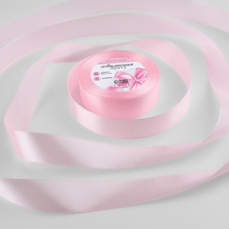 Satin tape, 25 mm × 23 ± 1 m, pastel-pink color No. 43