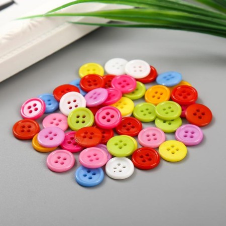 A set of buttons of decorative plastic "Bright round" set of 50 pcs 1.2x1.2 cm