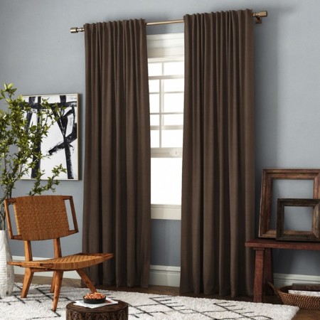 Set of curtains "Ibiza", size 140 x 270 cm - 2 pcs, picking up - 2 pcs, chocolate color
