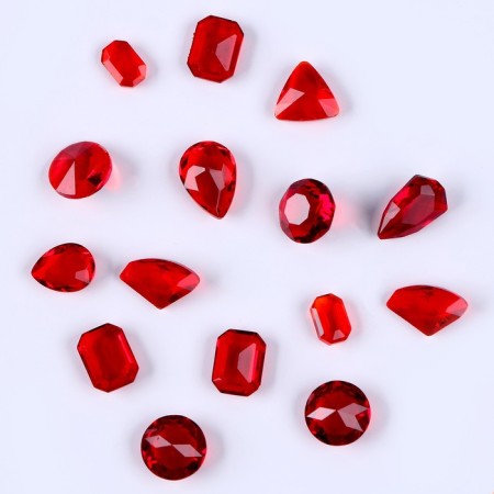 Decorative pebbles for creativity, set of 15 pcs., Red color, stones - from 6 to 14 mm