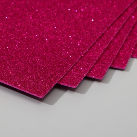 A set of glitter foamiran (5 sheets) 2 mm 20x30 cm, fuchsia-1