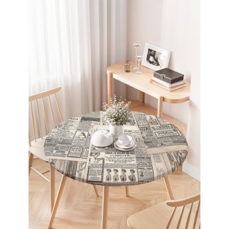 Groundpress on the table “Groundy newspapers”, round, oxford, elastic band, size 120x120 cm, diameter 75-100 cm-2