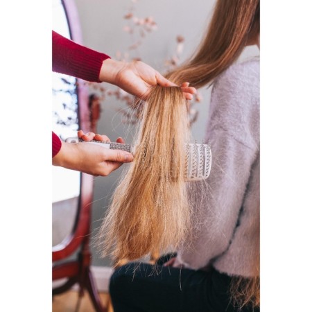 The comb is massage, with a magnet, rubberized handle, ventilated, 7.5 × 25.5 cm, beige/white color-6