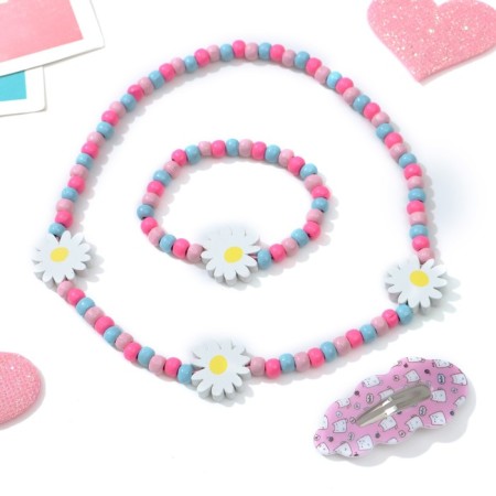 Set of children's "chosen" 3 objects: hairpin, beads, bracelet, chamomile flowers, colored-1