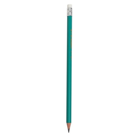 Black pencil with an eraser, hardness of HB, three -sided, plastic, green body-4