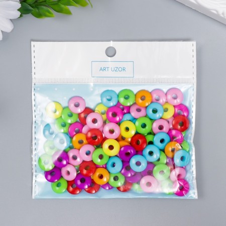 Beads for creativity plastic "Ring" Color set 100 pcs 1.2x1.2 cm-4