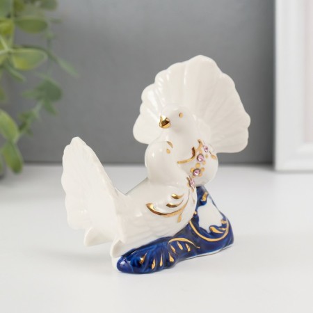 Souvenir ceramics "2 pigeon" cobalt, rhinestones 9.2x12x6 cm-1