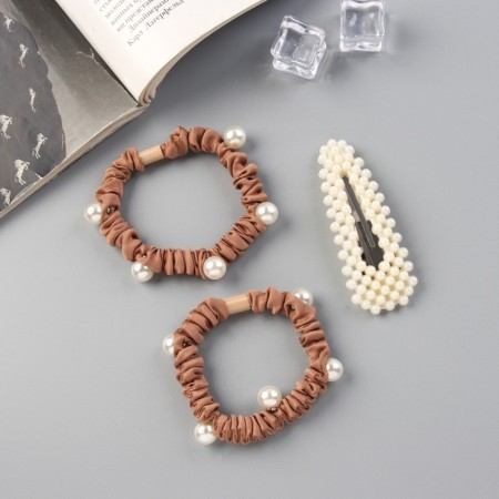 Kanandra hair set (2 elastic bands 5 cm, invisible 7 cm) brown-1