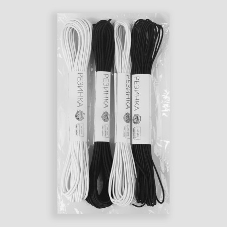 Hat elastic band, 2 mm, 10 ± 0.5 m, 4 pcs, black/white color-3