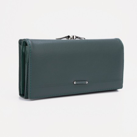 Women's wallet on magnets, green color