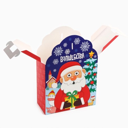 Folding box “Happy New Year! Blue Tractor ”, New Year, size 17 × 25 × 7.9 cm.-3