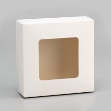 Food box, with a window, white, 11.5 x 11.5 x 4 cm