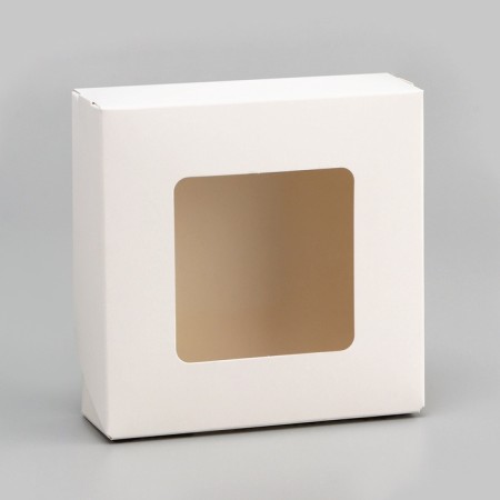 Food box, with a window, white, 11.5 x 11.5 x 4 cm