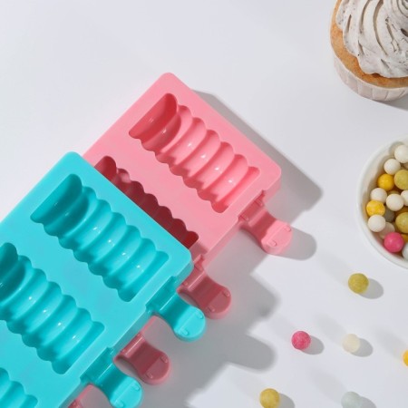 Form for Ice Cream "Monica", silicone, 38 × 11 × 2 cm, 8 cells (6.6 × 3.4 cm), color mix-3