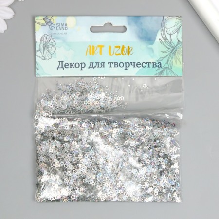 Sequins Plastic "Silver Sparks" 0.4 cm, set 12 g,-3