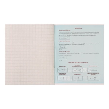 Subject Calligrata "Monotone", 36 sheets in a cell of physics, with reference material, covered paper cover, block No. 2, whitewash 75% (gray sheets)-2