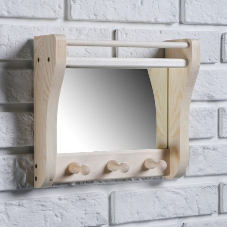 Shelf with a mirror and 3 hooks 27x24x8.5 cm-3