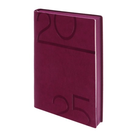 Dated 2025 diary, Escalada, A6+ 176 sheets, soft cover, artificial leather, pancake embossing, tinted block 70 g/m2, burgundy-1