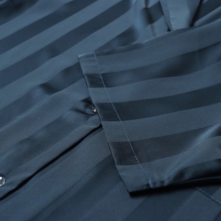 Female pajamas (shirt and shorts) KAFTAN SILK "strip" R.44-46, dark blue-7