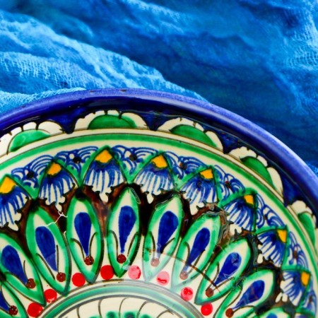 Rishtan ceramics "flowers" 15 cm, small, blue-3