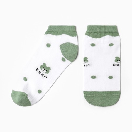 Women's socks shortened "cubs", white/olive color, river 23-25