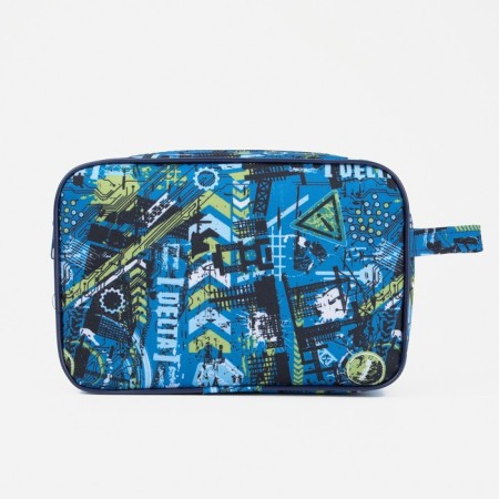 Lightning cosmetic bag, external pocket, blue color-1