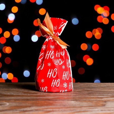 Polyethylene gift package "New Year's visit", with ties, 15*23cm