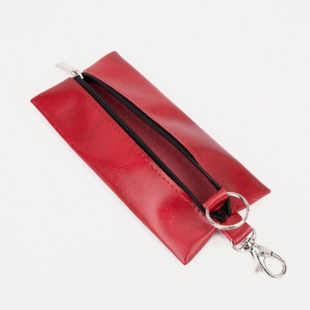 Key of zipper, length 14 cm, ring, carbine, red color-1