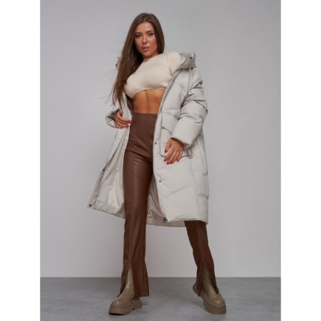 Coat insulated winter female, size 46, color light gray-15