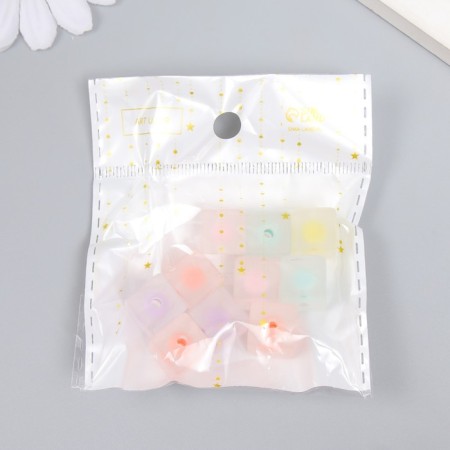 Plastic beads "Cube with a colored middle" matte mix 20 g d = 1.2 cm-3