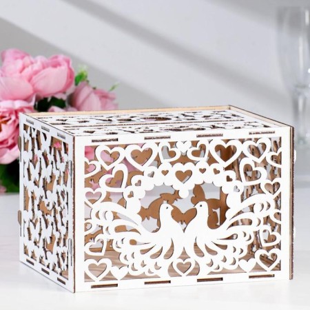 The wedding bank "Pigeons", white, prefabricated, 24x19.5x16 cm