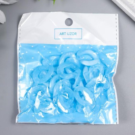 Decor for creativity plastic "Ring for the chain" Blue set of 25 pcs 2.3x1.65 cm-3