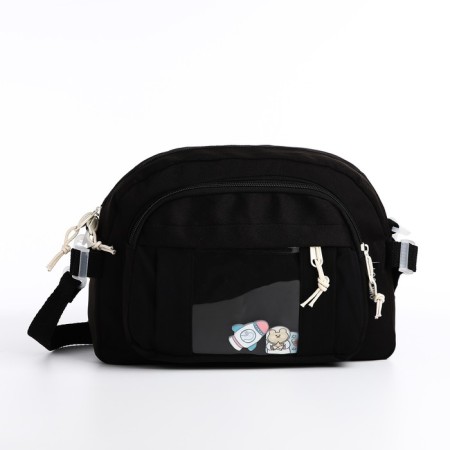 Youth bag with zipper, black color-1