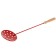 Ice scoop with a wooden handle, red color
