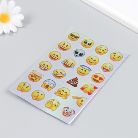 Holographic stickers (stickers) "emoticons" 10x15 cm, 5-227-1