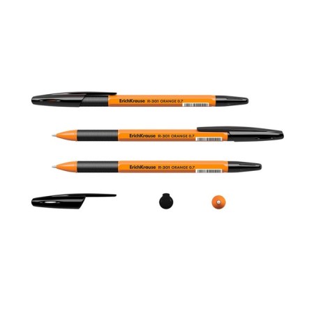 Ballic handle Erichkrause R-301 Orange Stick & Grip, node 0.7 mm, black rod, rubber emphasis, letter line length 1000 meters-3
