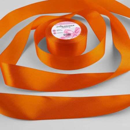 Satin tape, 40 mm × 23 ± 1 m, tangerine color №164