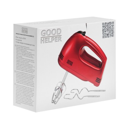 Mixer Goodhelper HM-373, manual, 300 watts, 5 speeds, 2 nozzles, red-5