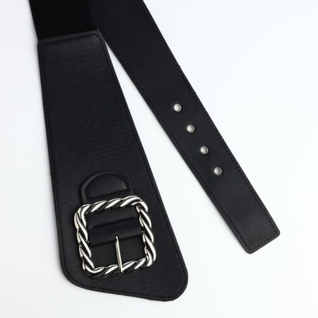 Women's belt, width 11.5 cm, metal buckle, black color-5