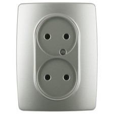 2x2p socket, 16A-250V, IP20, era12, mother of pearl