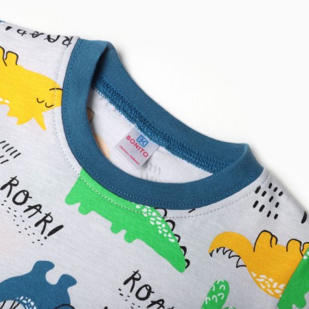 Pajamas for boys, gray/dino color, height 98 cm-1