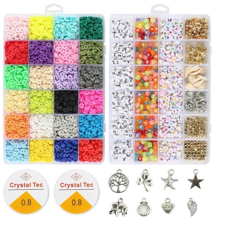 Set for creating jewelry, 24 colors, 2 fishing lines, charm