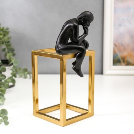 Souvenir Polystone, Metal "Thinker" black with gold 22.5x10x13.5 cm-2
