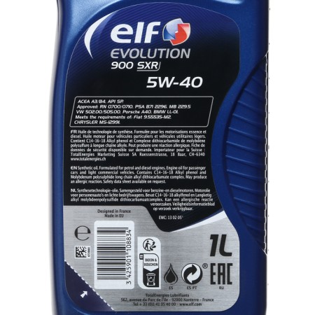 Motor oil ELF Evolution 900 SXR 5W40 A3/B4, SN/CF, synthetic, 1 liter-2