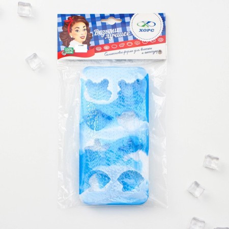 Form for ice and confectionery "shells", 20.1 × 10 cm, h = 2 cm, cell 4 cm, blue color-7