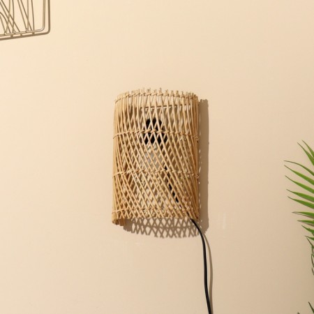 Lamp wall -mounted from a rattan "grid" 1x120W, E27, 16x10x23 cm-2